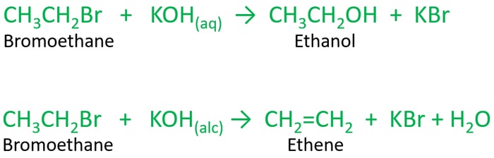 bromoethane + KOH reaction